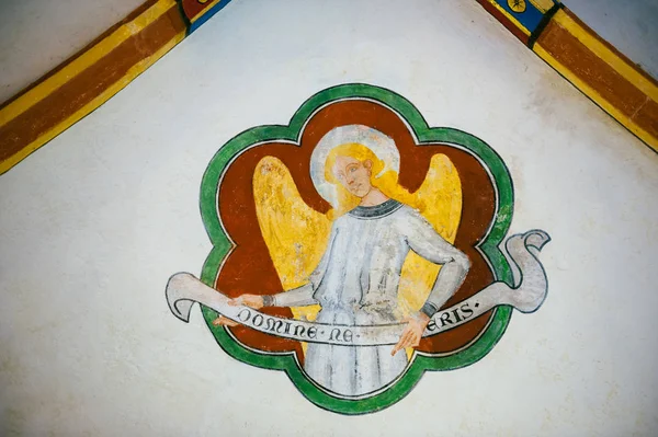 Angel Portret Geschilderd Muur Van Het Peter Jongere Kerk Eglise — Stockfoto