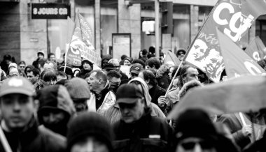 Protest against Macron French government string of reforms clipart