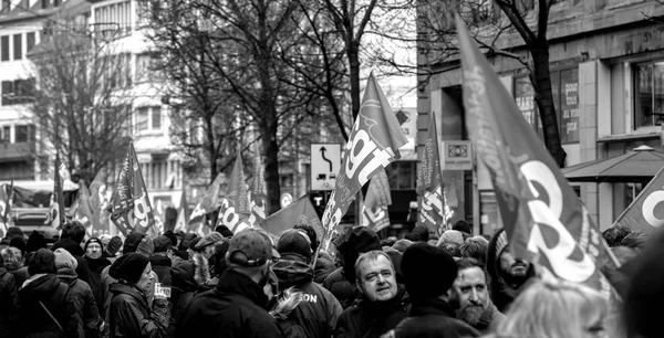 Protesta contra la cadena de reformas del gobierno francés de Macron —  Fotos de Stock