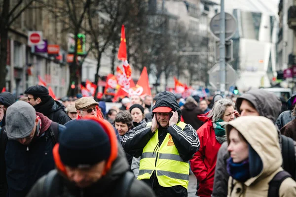 Протест проти знаком довготи французького уряду низка реформ — стокове фото
