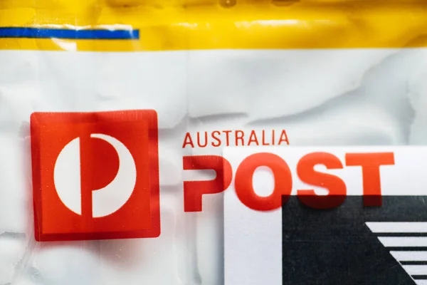 Macro tiro de Austrália Post EMS parcela — Fotografia de Stock