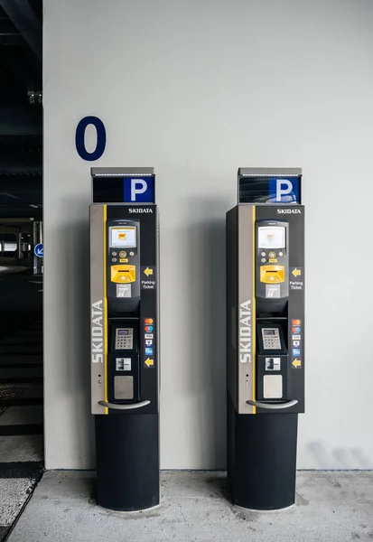 Two Parking teller machines inside EuroAirport — Stock Photo, Image