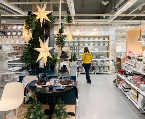 Ikea furniture store with Christmas Tree and decorations — Stock Photo, Image