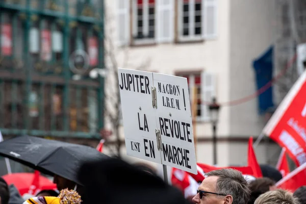 스트라스부르 프랑스 2018 Cgt 데모에서 게시와 노동자의 일반적인 연맹의 프랑스 — 스톡 사진