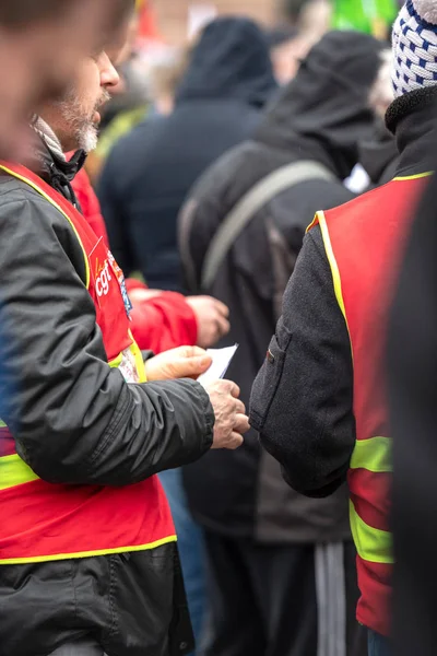 Straßburg Frankreich März 2018 Cgt Allgemeiner Gewerkschaftsbund Mit Plakat Bei — Stockfoto