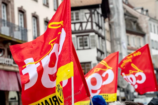 Strasbourg France Mar 2018 Cgt General Confederation Labour Workers Placard — Stock Photo, Image