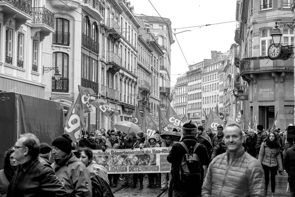 Strasbourg Franciaország 2018 Március Cgt Plakát Demonstráció Munkaerő Dolgozók Általános — Stock Fotó