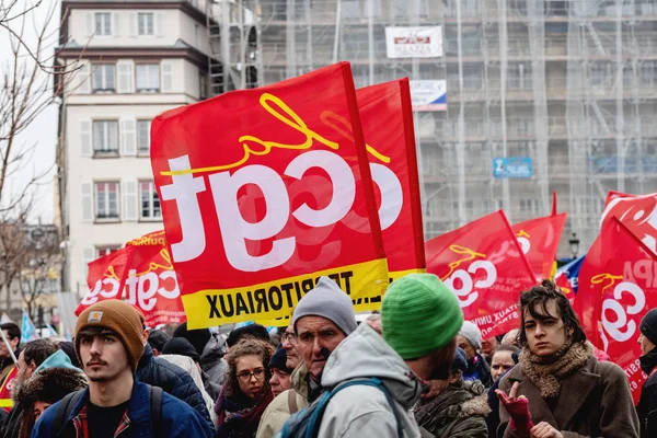 Strasbourg Franciaország 2018 Március Cgt Plakát Demonstráció Munkaerő Dolgozók Általános — Stock Fotó