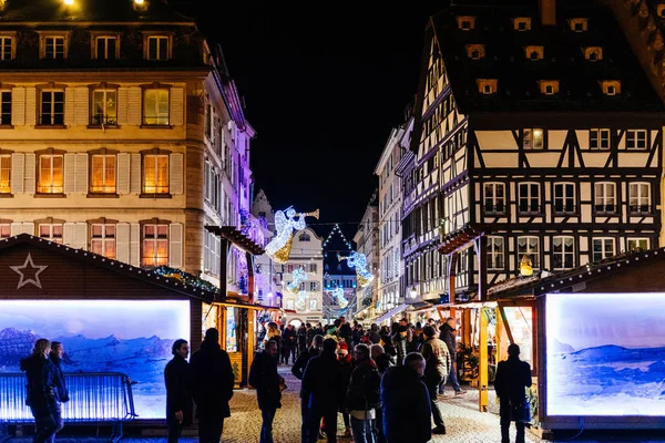 Postcard view with Christmas Market in Strasbourg, France — Stock Photo, Image