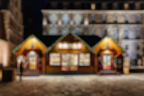 CHristmas Market stall chalet in central Strasbourg at night — Stock Photo, Image