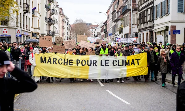 Marche puour le climat 游行抗议法国的抗议示威 — 图库照片