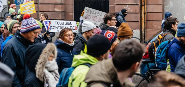 Demonstrację protestu marca Marche Pour Le Climat na francuski n. — Zdjęcie stockowe