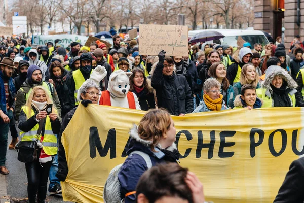 Марке Pour Le Розруха березня протест демонстрації на вулицях французький — стокове фото