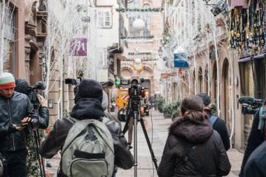 Noel pazarı, terörist saldırılar sonra Strasbourg Fransa 