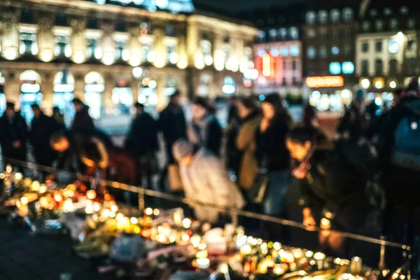 Haraç Terro mağdurlarına ödeme Strasbourg kişilerde yas — Stok fotoğraf