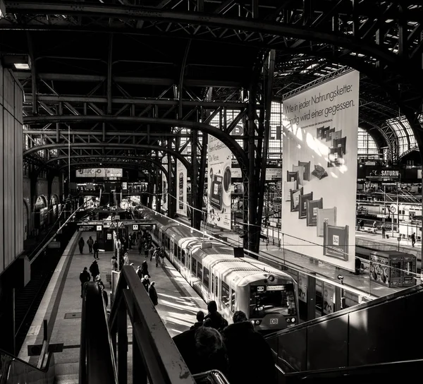 Hamburgo Hauptbahnhof com passageiros — Fotografia de Stock
