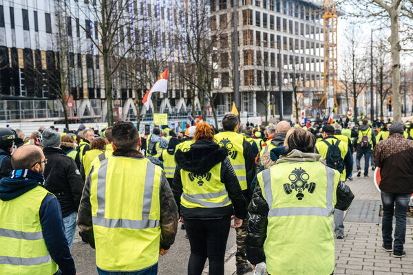 People demonstrating in front of European parliament