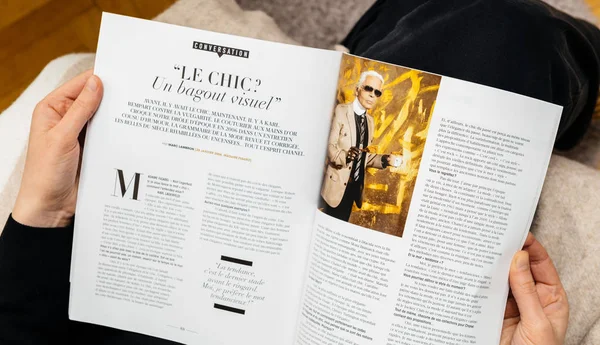 Paris Franciaország 2019 Február Francia Magazin Amely Karl Lagerfeld Halál — Stock Fotó