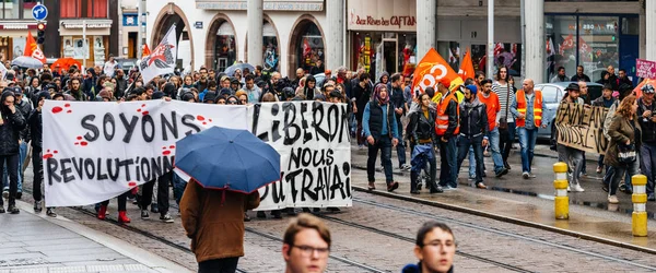 Politiska mars mot arbetsmarknadsreformer i Frankrike — Stockfoto