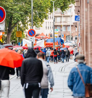 Görüntü siyasi Mart Emmanuel Macron işçi reformlara karşı kare