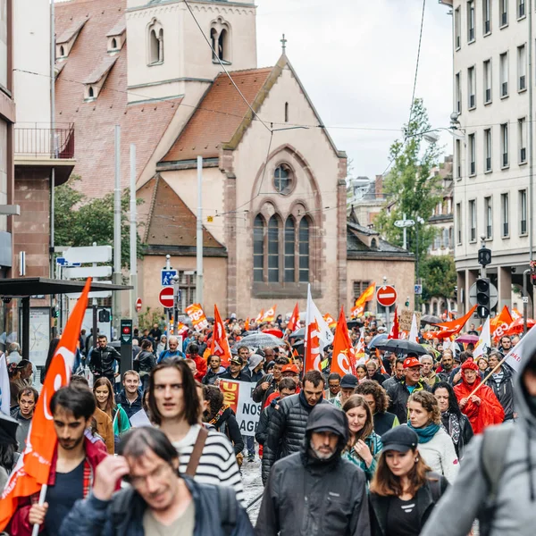에마뉘엘 장의 노동 개혁에 대 한 정치 3 월 — 스톡 사진