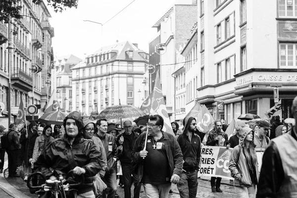 Marcha política contra as reformas trabalhistas de Emmanuel Macron — Fotografia de Stock