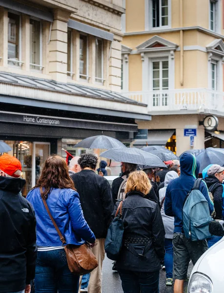 Political march against labour reforms of Emmanuel Macron — Stock Photo, Image