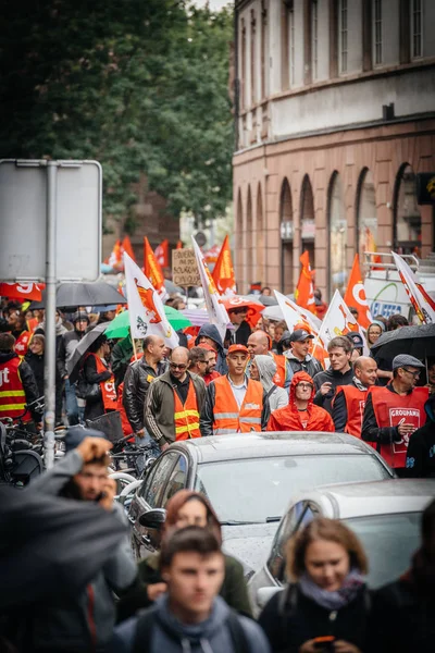 Marche politique contre les réformes du travail d'Emmanuel Macron — Photo