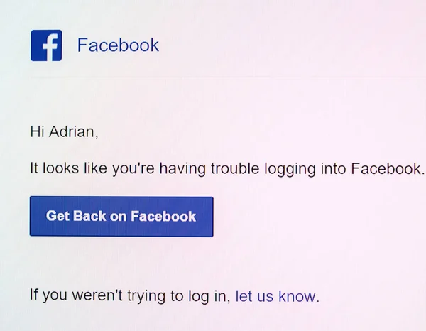 Facebook anmälan på digital display med budskap — Stockfoto