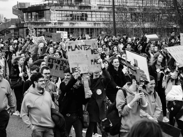 Global movement Fridays for Future above view of people during protest — Stock Photo, Image