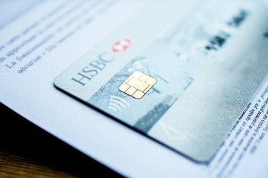 Yeni Hsbc Visa Debit kart tilt-shift lens üzerinde çip güvenli