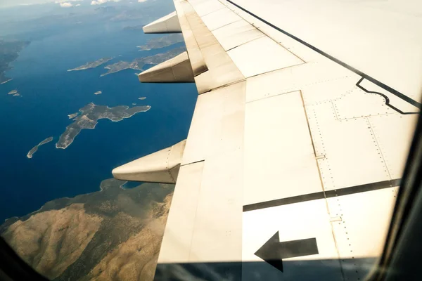 View from the plane towar Greek archipelago — Stock Photo, Image