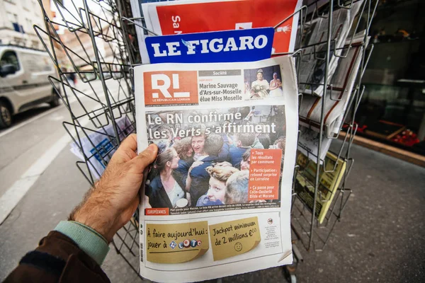 Le Républicain lorrain krant 2019 verkiezings kiosk van het EuropeesParlement — Stockfoto