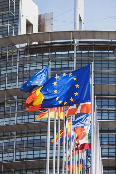Vlajky všech členských států parlamentu Evropské unie — Stock fotografie