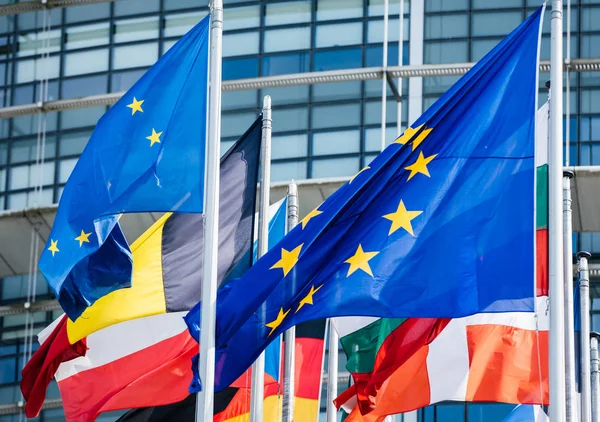 Σημαίες όλων των κρατών μελών του Κοινοβουλίου της Ευρωπαϊκής Ένωσης — Φωτογραφία Αρχείου