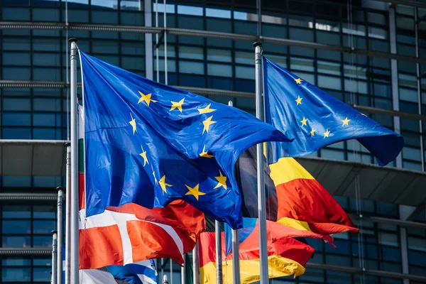 Флаги всех государств-членов Европарламента — стоковое фото