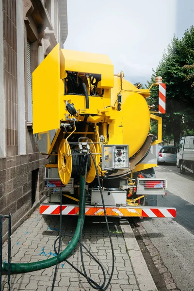 Professional modern yellow sewage sewerage truck — Stock Image Professional modern yellow sewage sewerage truck Royalty Free Stock Images