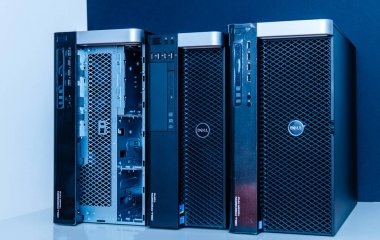 Yeni Dell Precision bilgisayar iş istasyonu masada