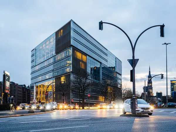 Headquarter of ZDF television building working late concept — Stockfoto