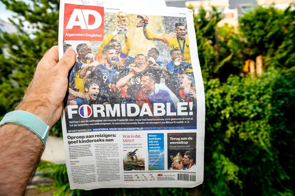 Gazeta Francuska Narodowa piłkarska zwycięzca FIFA World Cup 2018 — Zdjęcie stockowe