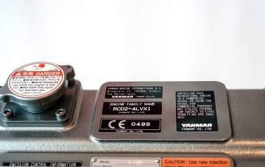 Kimlik plakası Yanmar Japon dizel motor