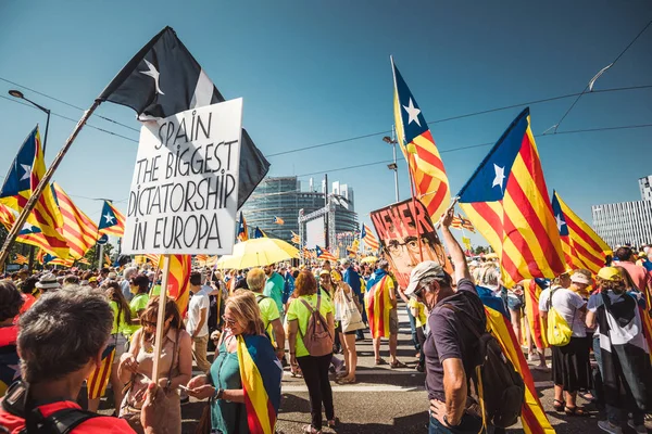 Spain the biggest dictatorship in Europe placard at protest — Stock Photo, Image