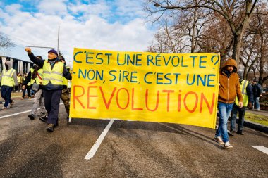 Yazıt Macron Demission Sarı yelek protesto afiş