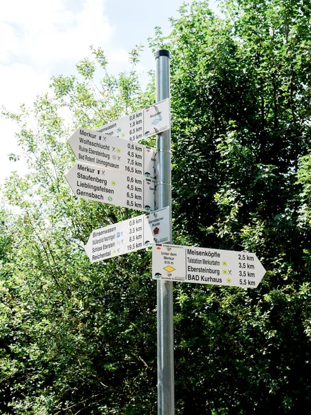 Black forest hiking sign direction arrow — Stock Photo, Image