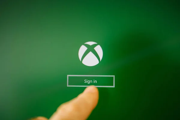 Xbox video gaming merk aanmelden knop — Stockfoto