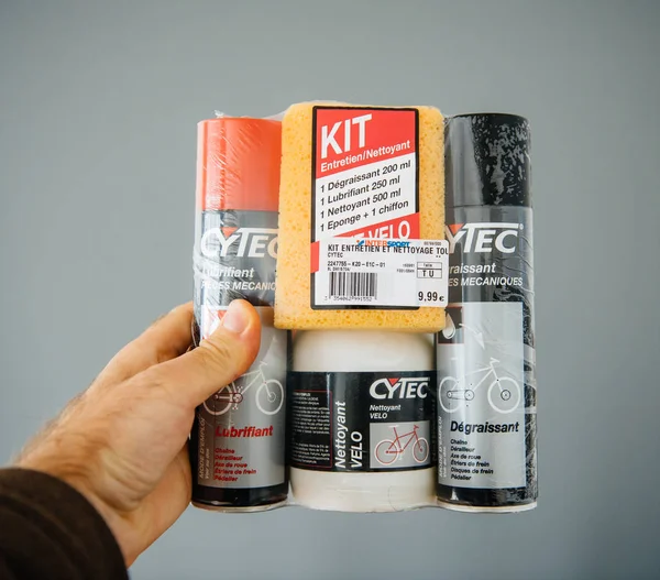 Kit för att rengöra cykeln som tillverkas av Cytec — Stockfoto