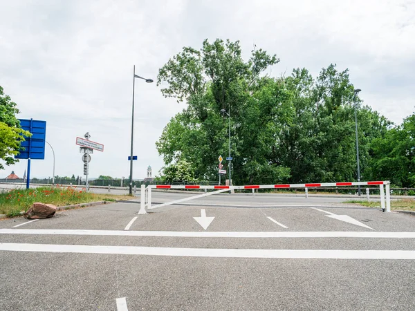 Exit from Strasbourg with closed red barrier gate — Stock Photo, Image