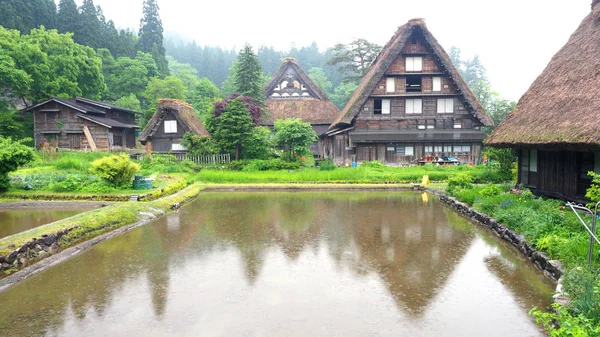 Shirakawa Dorp Regenachtige Dag Oude Vintage Stijl Huis Japan — Stockfoto