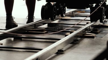 Ayar dolly parça video üretim profesyonel ekipman ile çekim için perde arkası
