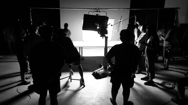 Scenes Video Production Shooting Studio Silhouette Which Have Professional Equipment — Stock Photo, Image